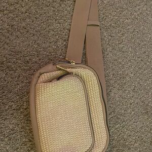 Maurices Cream and Tan Crossbody Bag